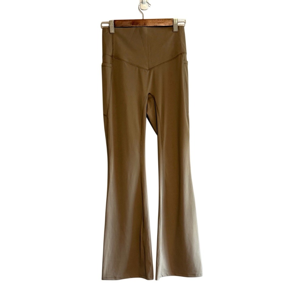 Halara High Rise Flare Pants Athletic Leggings Gym Soft Stretchy Brown Medium